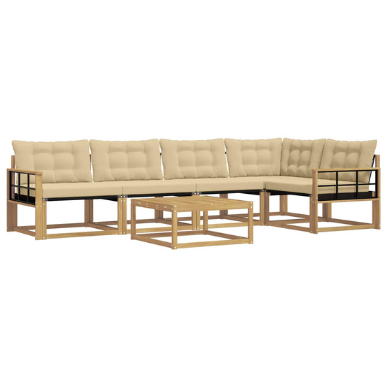 Ensemble de canapés d'extérieur 6 pcs blanc et beige
