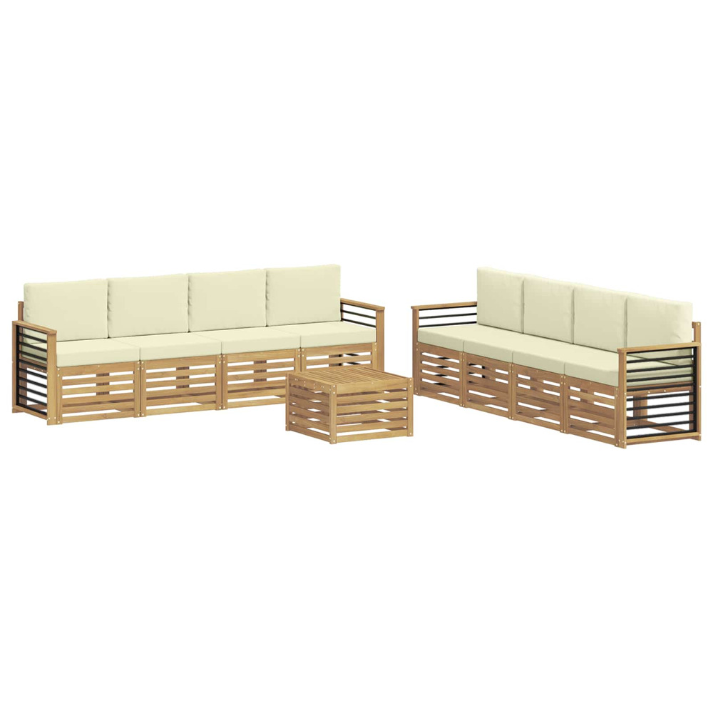 Ensembles de canapés 9 pcs blanc et crème polyester