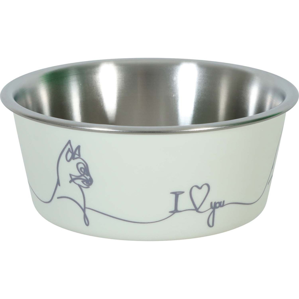 Ecuelle antidérapante pour chats love cat beige