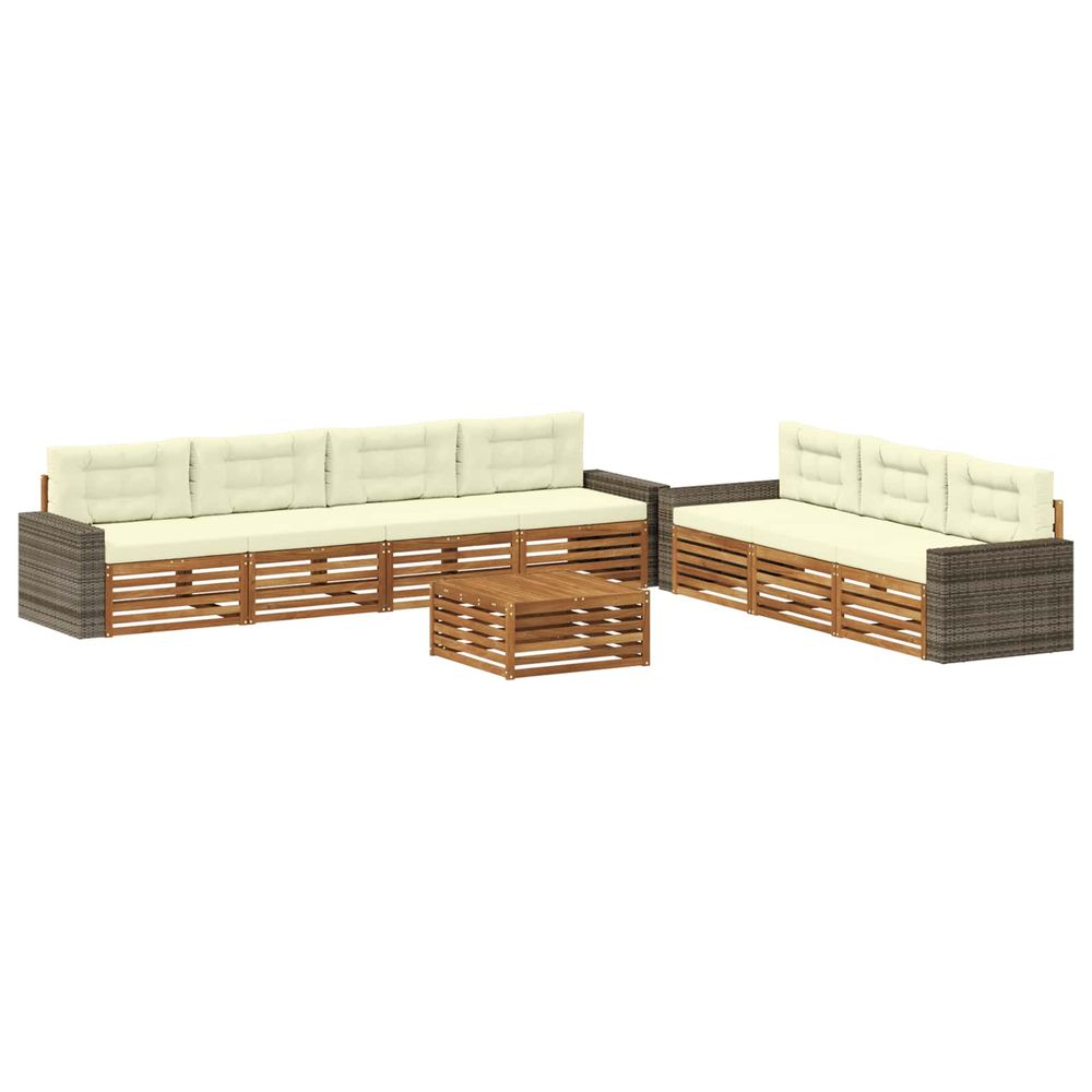 Ensemble de canapés d'extérieur 8 pc naturel et crème polyester
