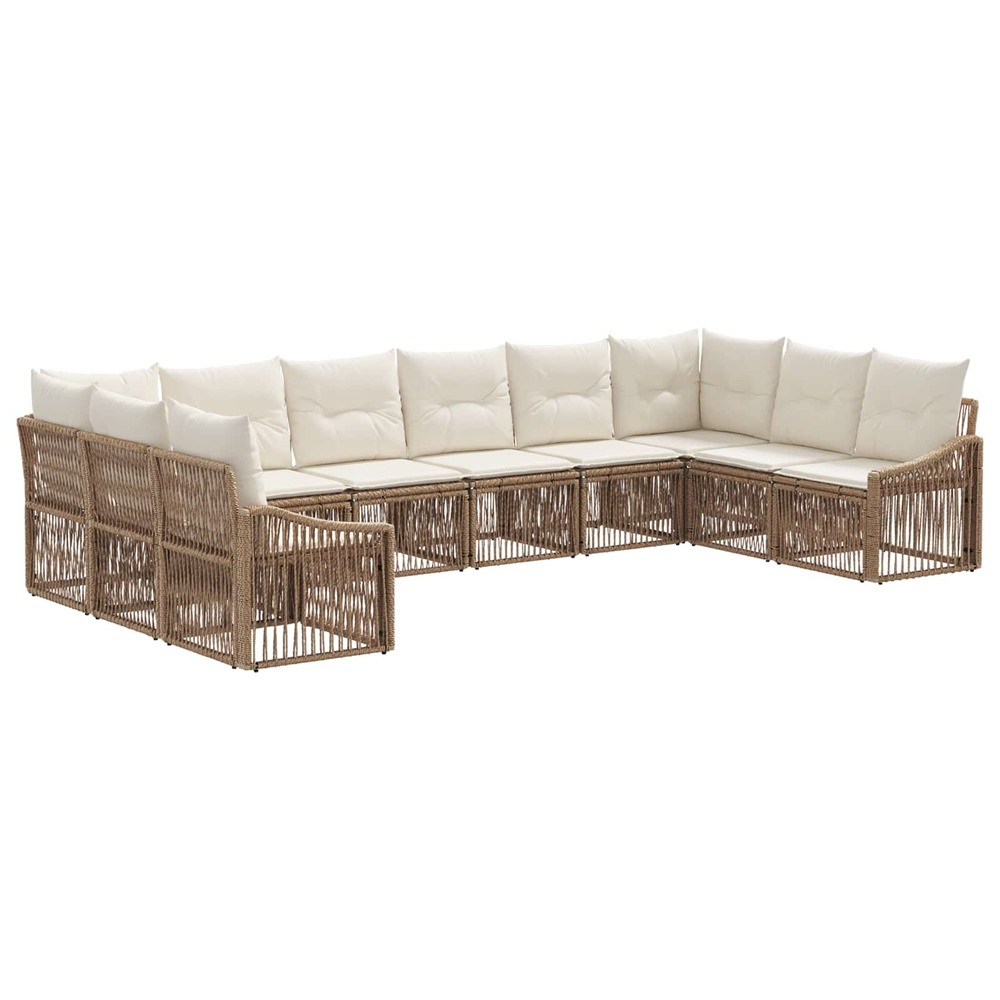 Ensemble de canapé de jardin 10 pcs beige polyrotin