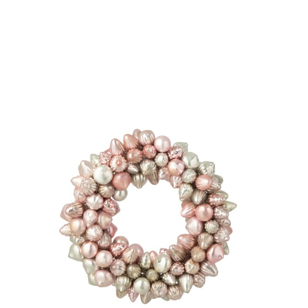Couronne de boule de noël en verre rose d.30 cm