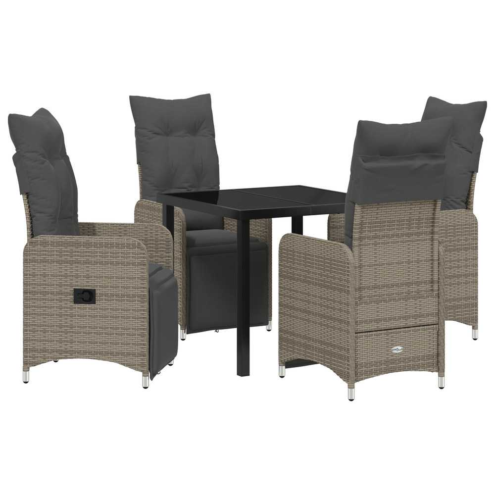 Set de salle à manger de jardin 5 pièces avec coussins beige poly rattan