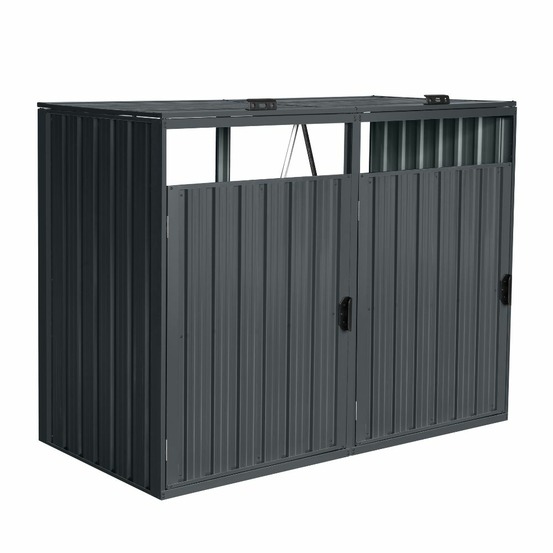 Home deluxe - abri pour poubelles cubo - peut accueillir 2 poubelles de 240 litres, couleur : anthracite, résistant aux intempéries,