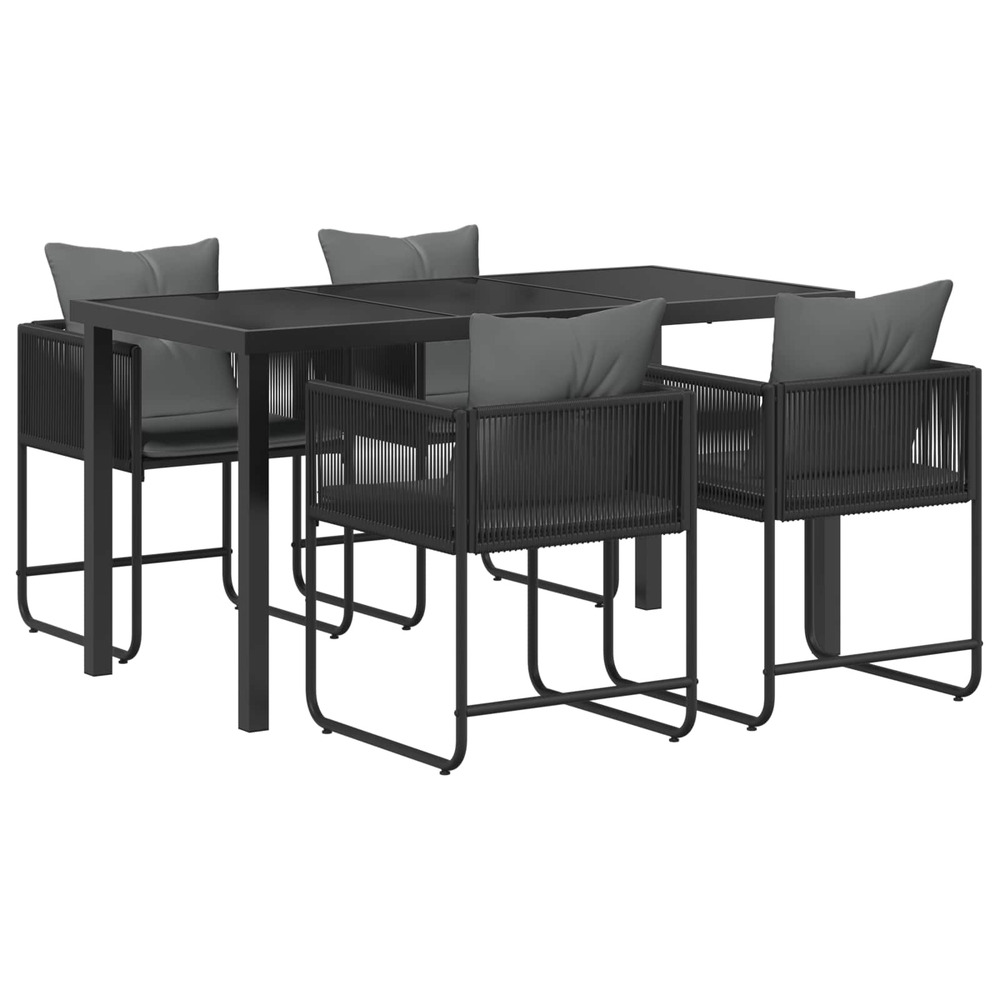 Ensemble de salle à manger pour jardin 5 pcs noir et anthracite