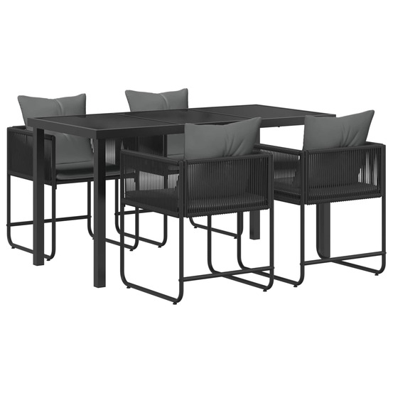 Ensemble de salle à manger pour jardin 5 pcs noir et anthracite
