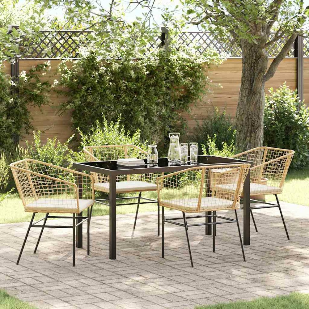 Ensemble de salle à manger pour jardin 5 pcs marron polyrotin