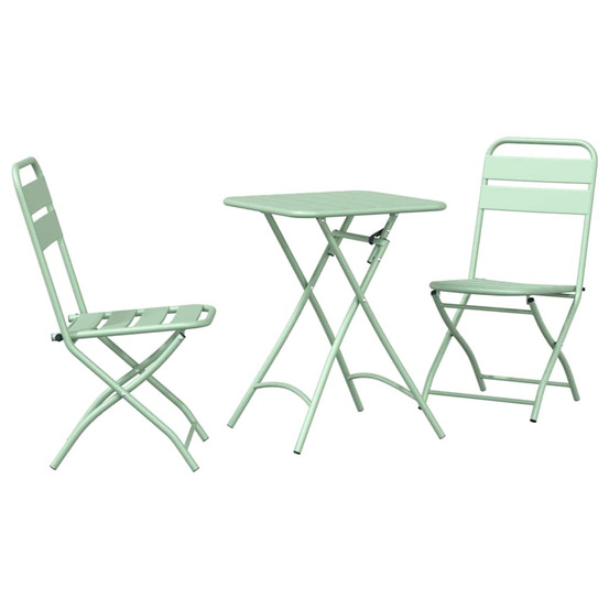 Ensemble bistrot 3 pcs vert menthe clair acier