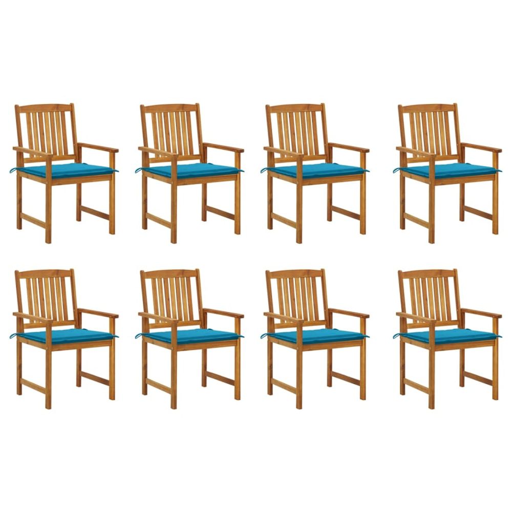 Chaises de jardin avec coussins lot de 8 bois d'acacia solide