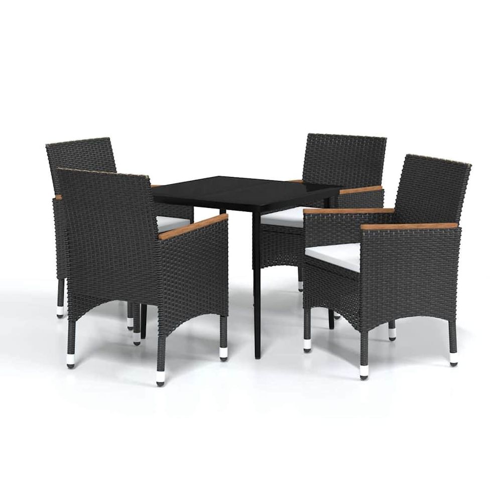 Ensemble à manger de jardin avec coussins 5 pcs noir
