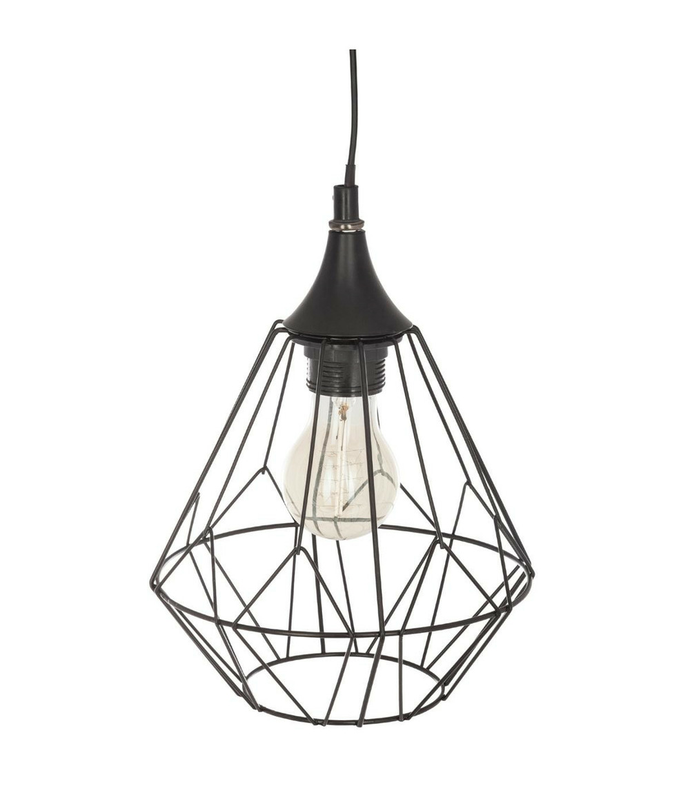 Luminaire suspension en métal filaire noir d 19 cm