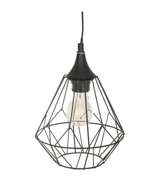 Luminaire suspension en métal filaire noir d 19 cm