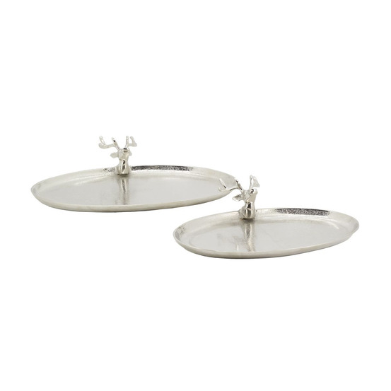 Plateaux ovales en aluminium cerf (lot de 2)