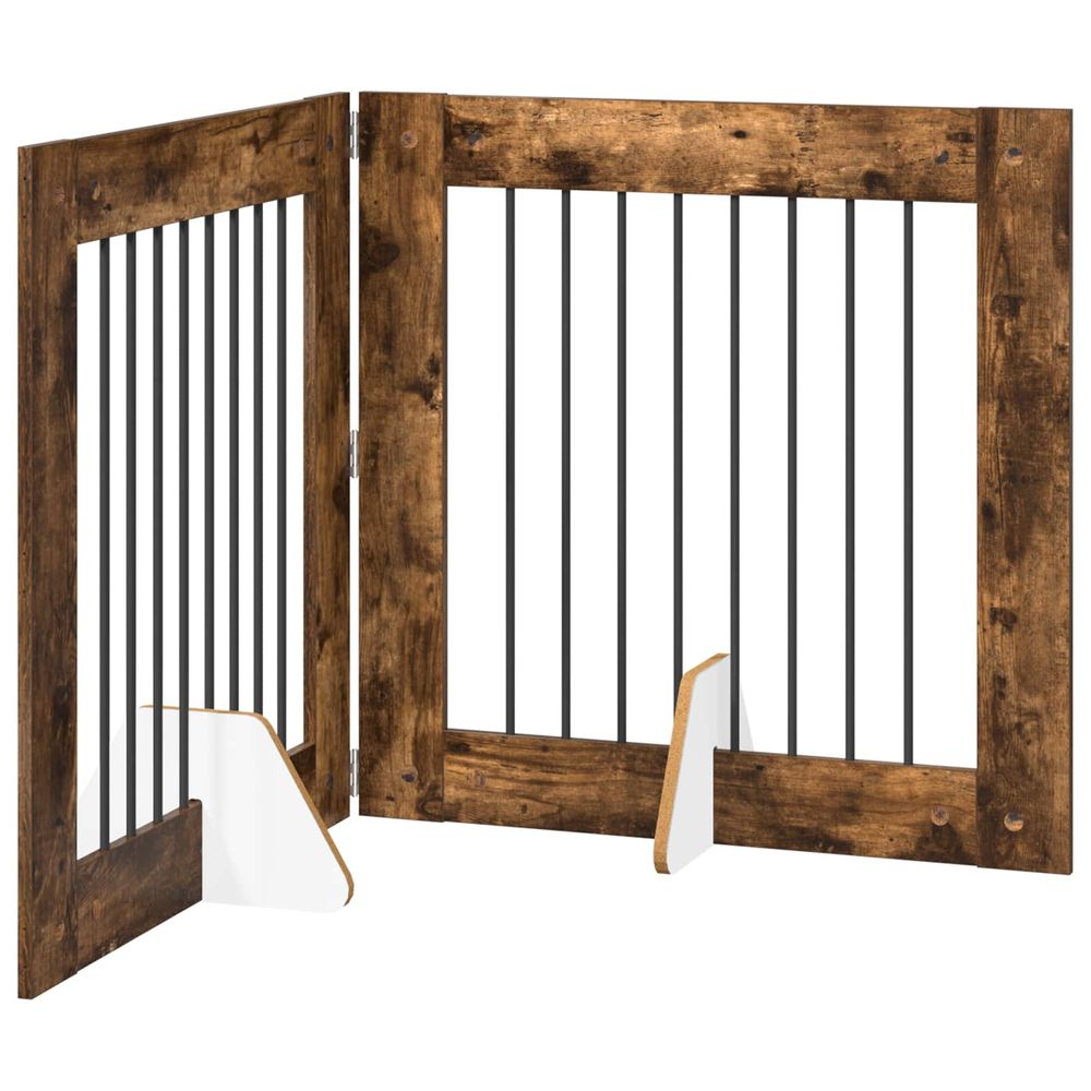 Porte de chien pliable avec supports 2 pc chêne fumé 160,5 cm