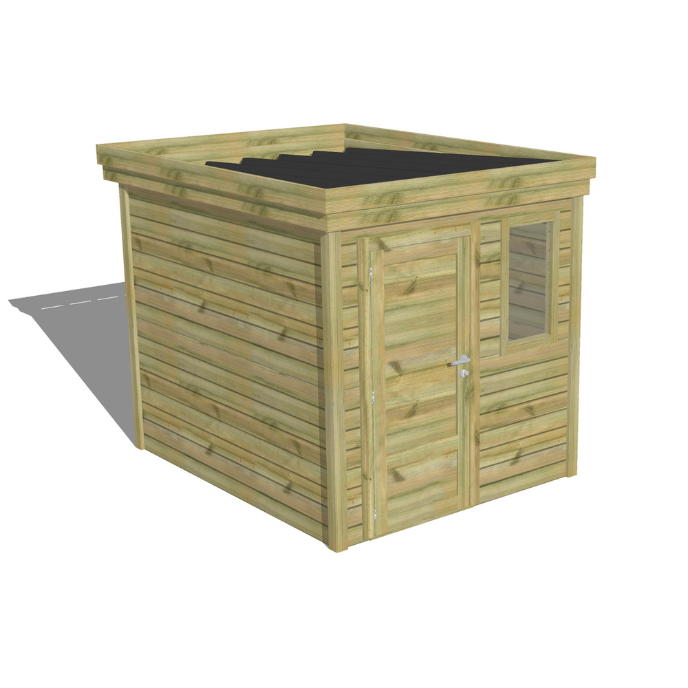 Abri de jardin bois pin traité autoclave 27mm - 2,14x2,64m / 6m2 - bac acier - abri français