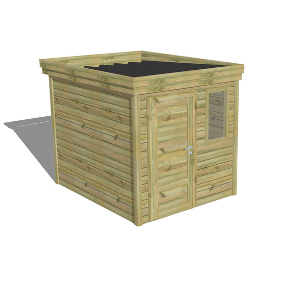 Abri de jardin bois pin traité autoclave 27mm - 2,14x2,64m / 6m2 - bac acier - abri français