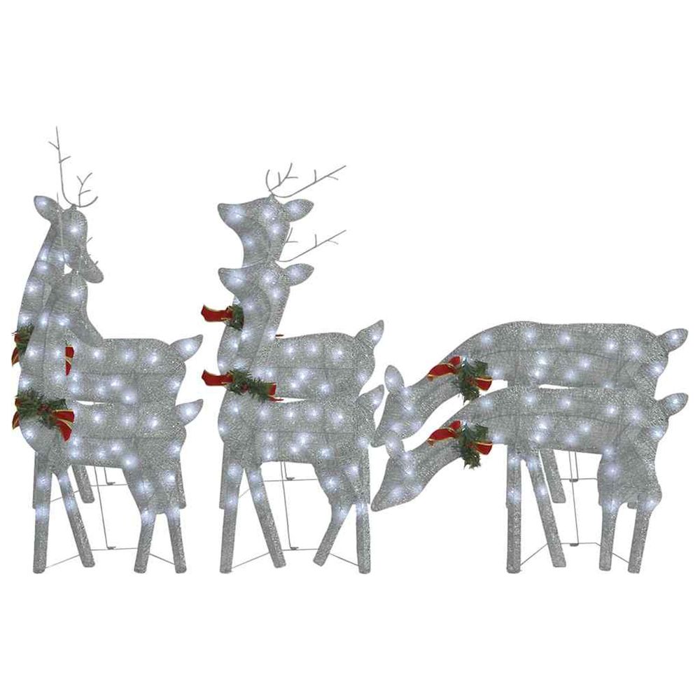 Rennes de noël 6 pcs argenté blanc froid maille