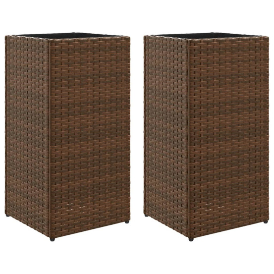 Jardinière d'extérieurs 2 pcs marron 30x30x60 cm résine tressée