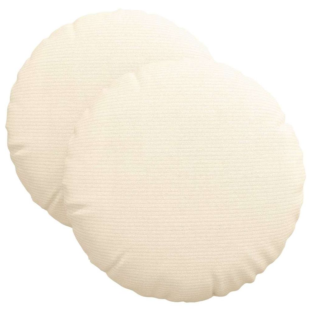 Coussins de siège 2 pc tissu en velours côtelé crème ø 40 cm