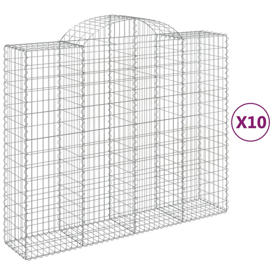 Paniers à gabions arqués 10 pcs 200x50x160/180 cm fer galvanisé
