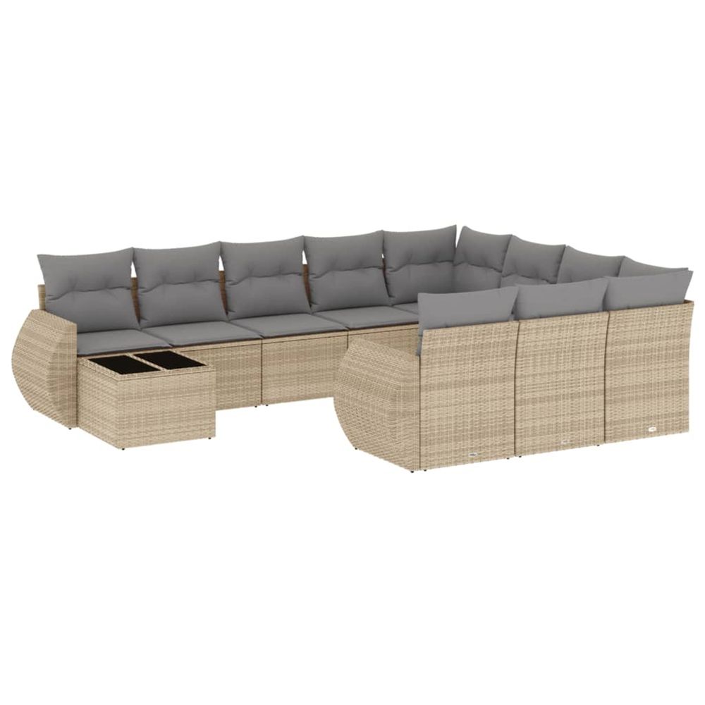 Salon de jardin 11 pcs avec coussins beige résine tressée