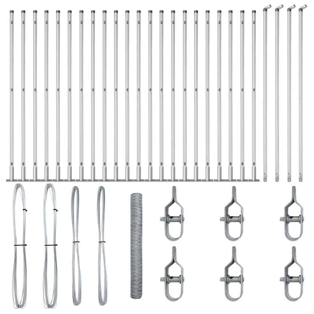 Poteau de clôture. Argenté 50 x 1,2 m (maillage de 36 mm) acier