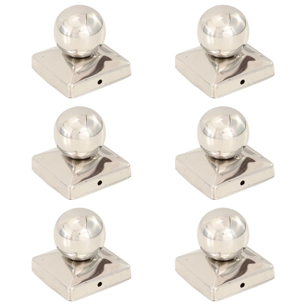 Bouchons de poteau 6 pcs globe final acier inoxydable 81x81 mm