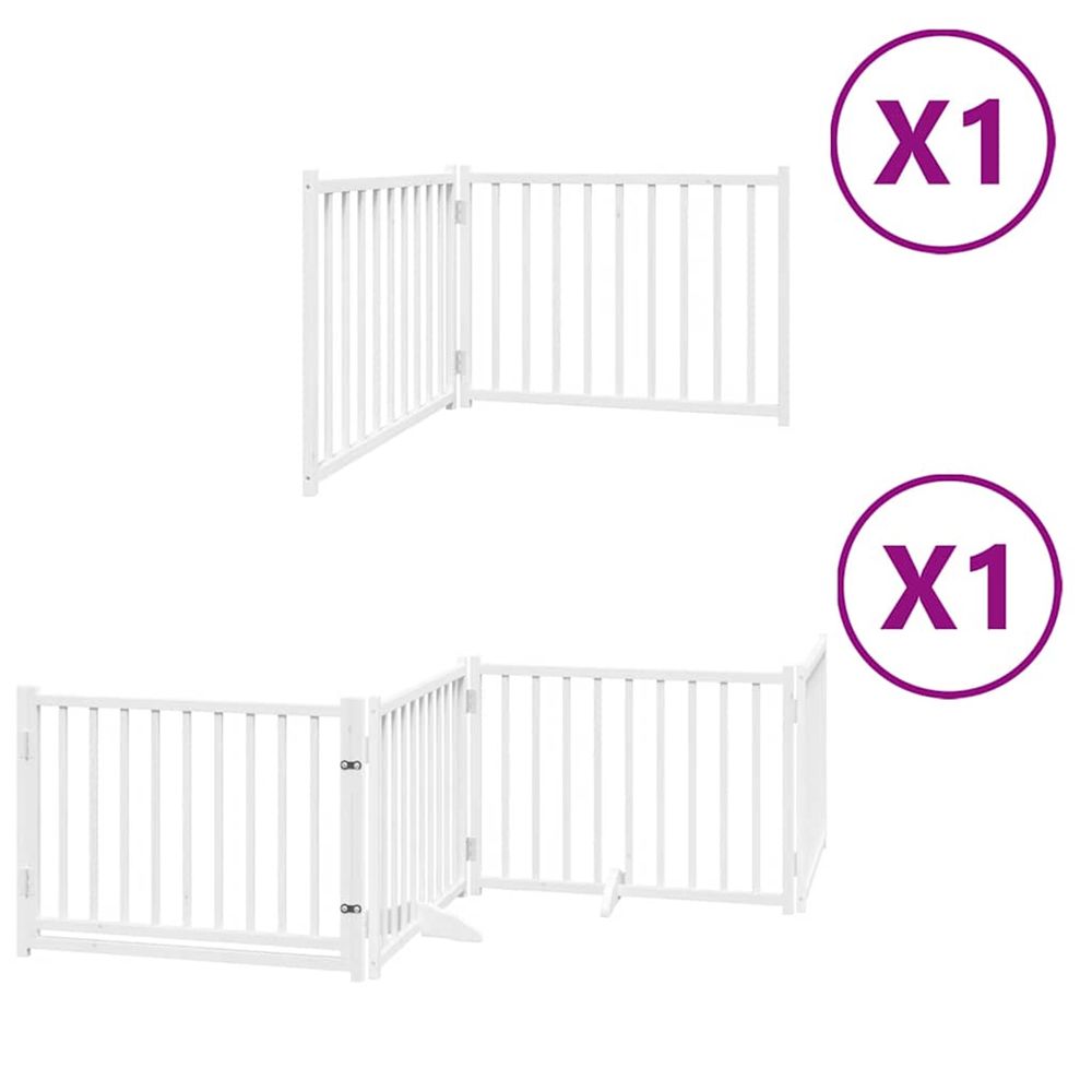 Barrière pour chien porte pliable 6panneaux blanc bois peuplier