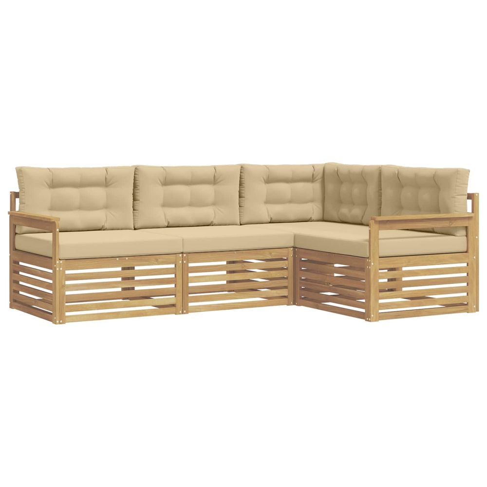 Ensemble de canapés d'extérieur 5 pc blanc et beige polyester