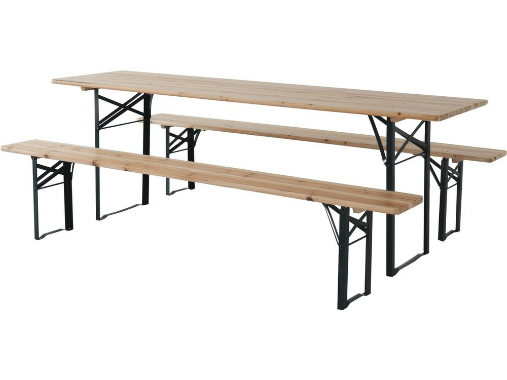 Table de jardin brasserie pliante avec 2 bancs 