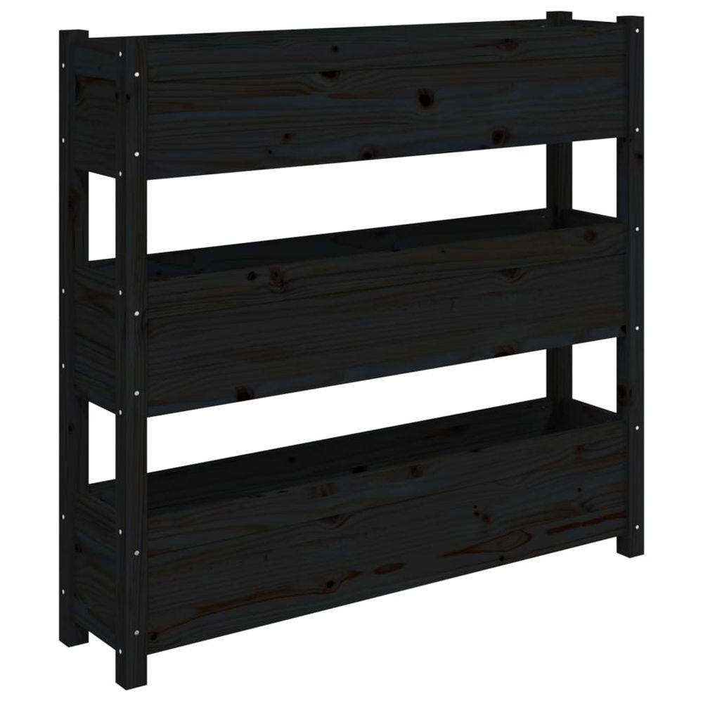 Jardinière d'extérieur noir 112x25x104,5 cm bois massif de pin