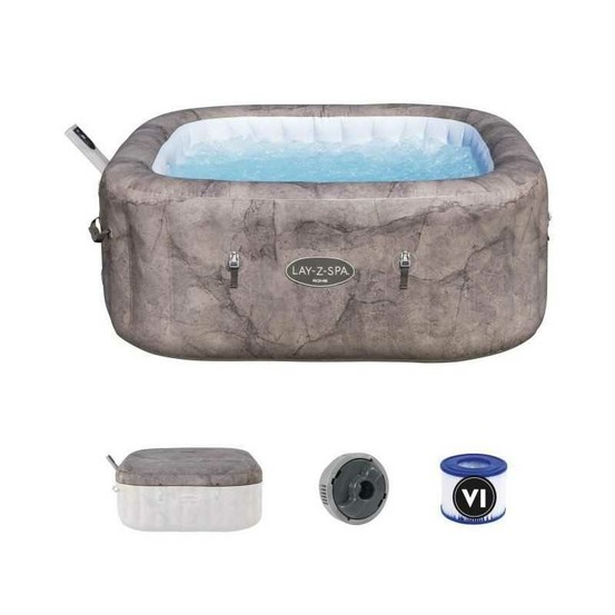 Spa gonflable bestway - lay-z-spa rome - 140 airjets - 180 x 180 x 71 cm - 4 a 6 places - carré (couverture, cartouche, diffuse