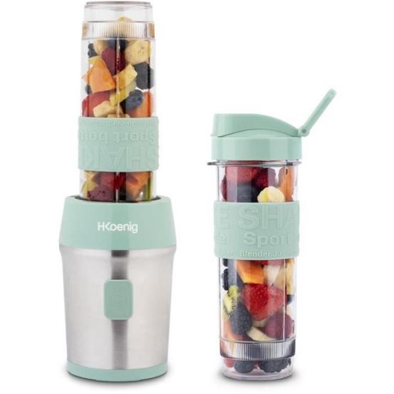 Blender mini - h.koenig - smoo18 - 300 w - 570 ml - vert pastel - 2 gourdes incluses - sans bpa