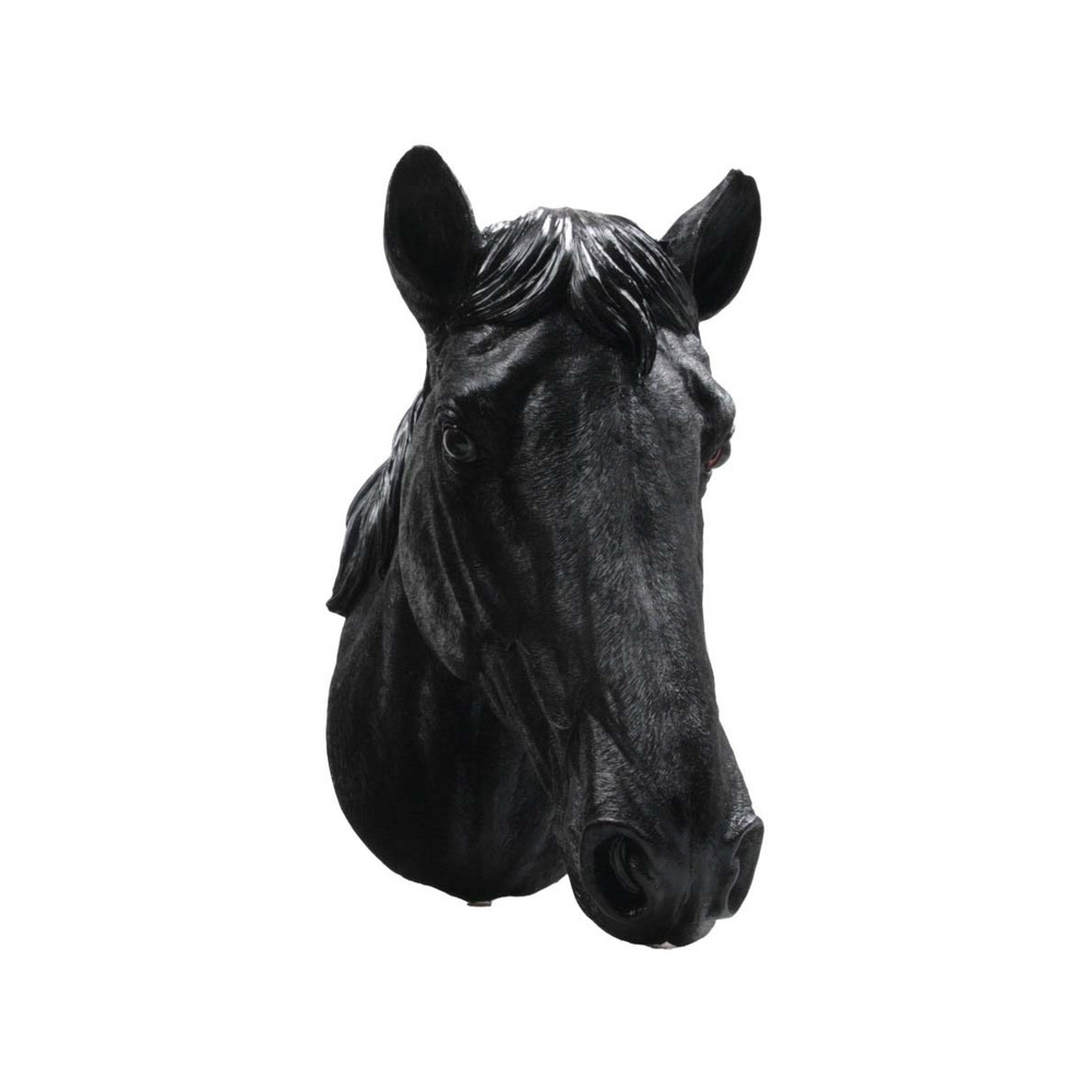 Tête de cheval noir en résine 15 x 21 x 30 cm