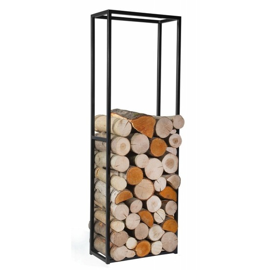 Range-bûches rectangulaire en acier noir cornel 150x50x20 cm