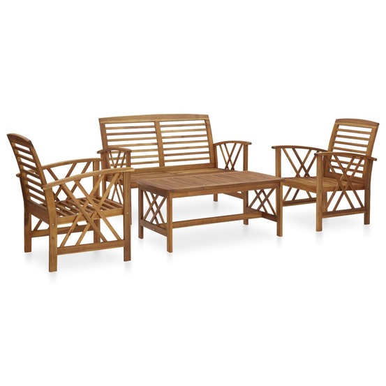 Salon de jardin 4 pcs bois d'acacia solide