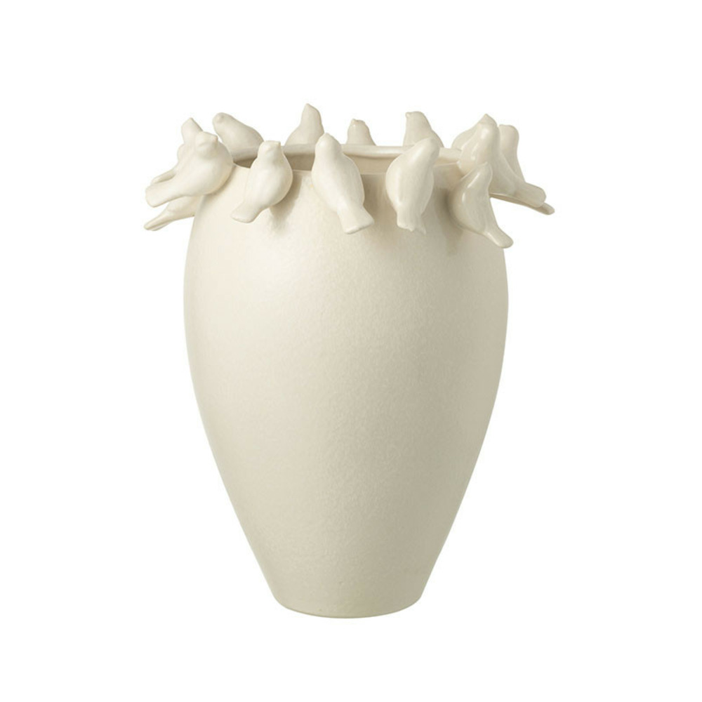 Vase aux oiseaux budgie céramique blanc 40x33x33cm