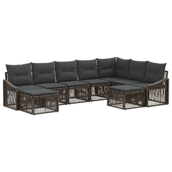 Ensemble de canapé de jardin 9 pc gris polyrotin