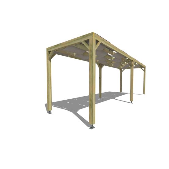 Pergola bois • 8m x 2m • indépendante • sens largeur • voilage semi-transparent inclus • livraison comprise