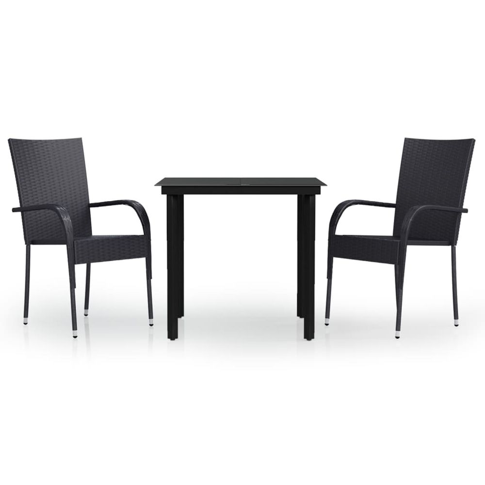 Ensemble à manger de jardin 3 pcs noir