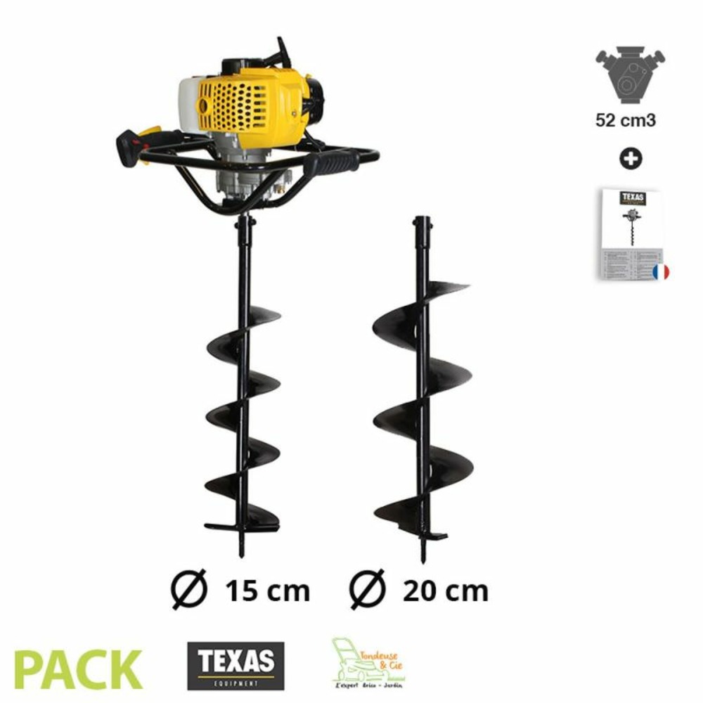 Tarière thermique 52cc texas ea5300 lot 2 mèches 15 20cm