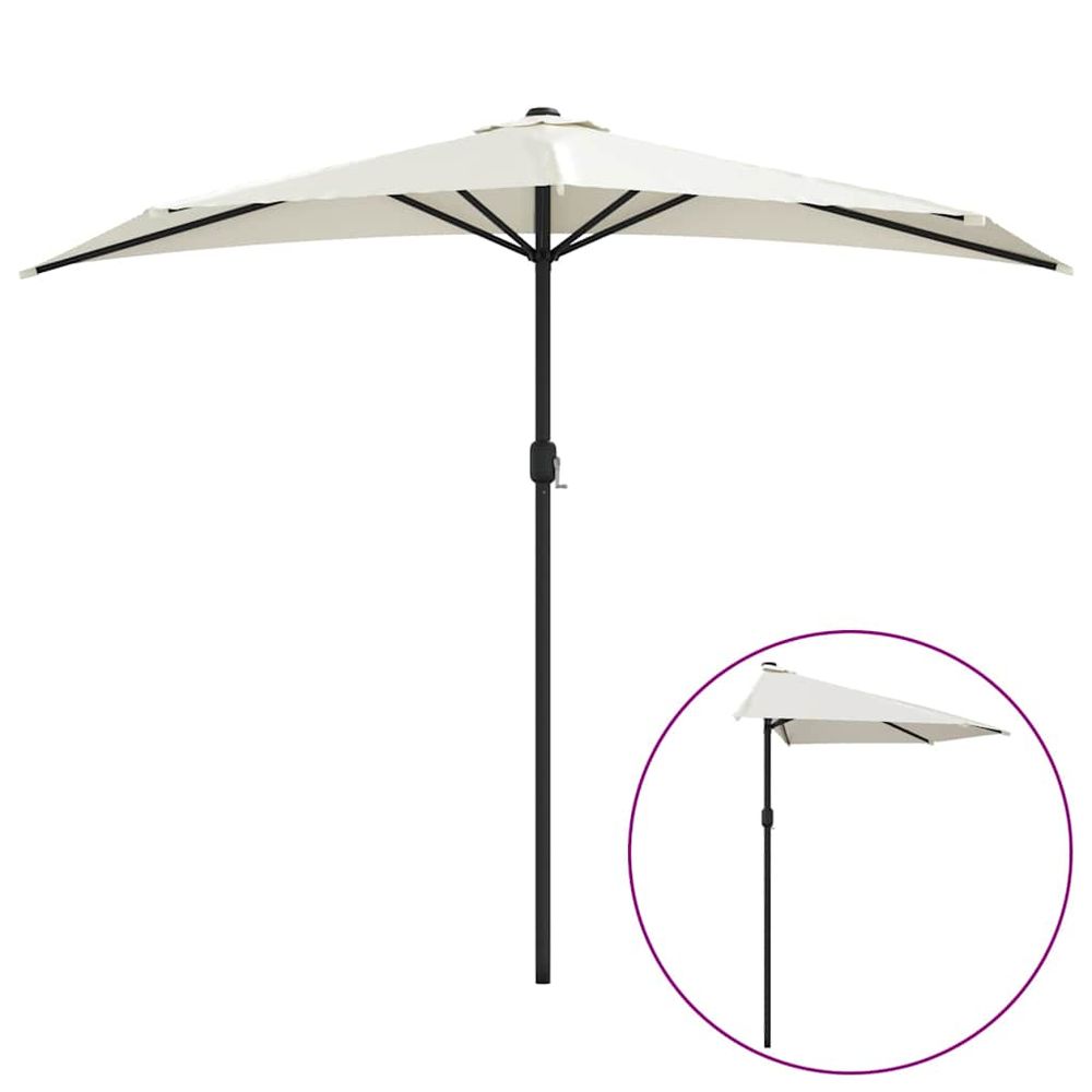 Parasol de balcon avec mât en aluminium sable 270x144 cm demi
