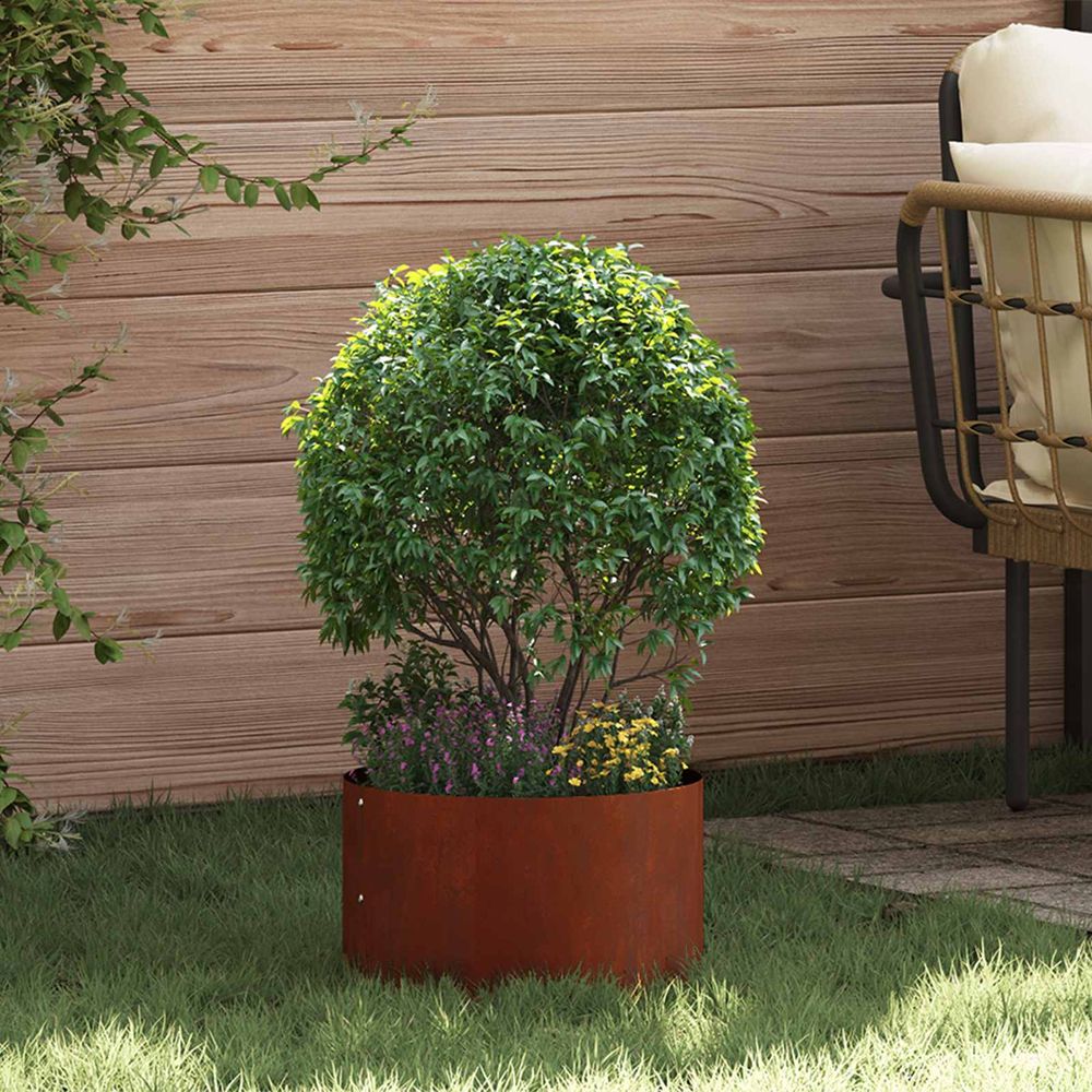 Lot de 5 bordures rondes acier corten pour jardin massif anneau de plantation ø30 cm
