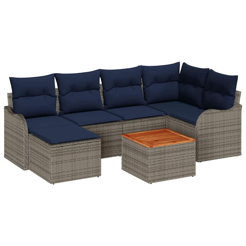 Ensemble de canapé de jardin 7 pc gris polyrotin