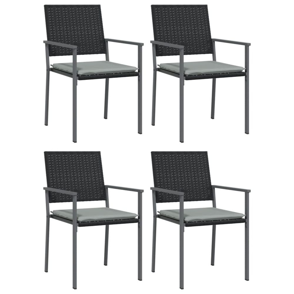 Chaises de jardin et coussins lot de 4 noir 54x62,5x89 cm rotin