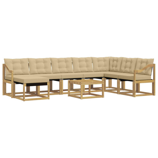 Ensemble de canapés d'extérieur 9 pcs blanc et beige