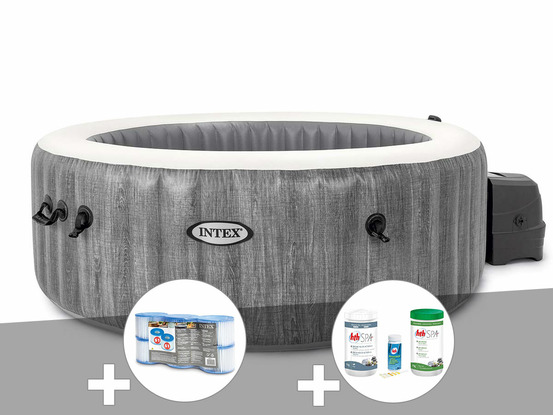 Kit spa gonflable purespa baltik rond bulles 4 places + 6 filtres + kit de trai