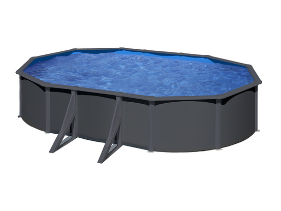 Piscine acier gris anthracite louko ovale 5,27 x 3,27 x 1,22 m