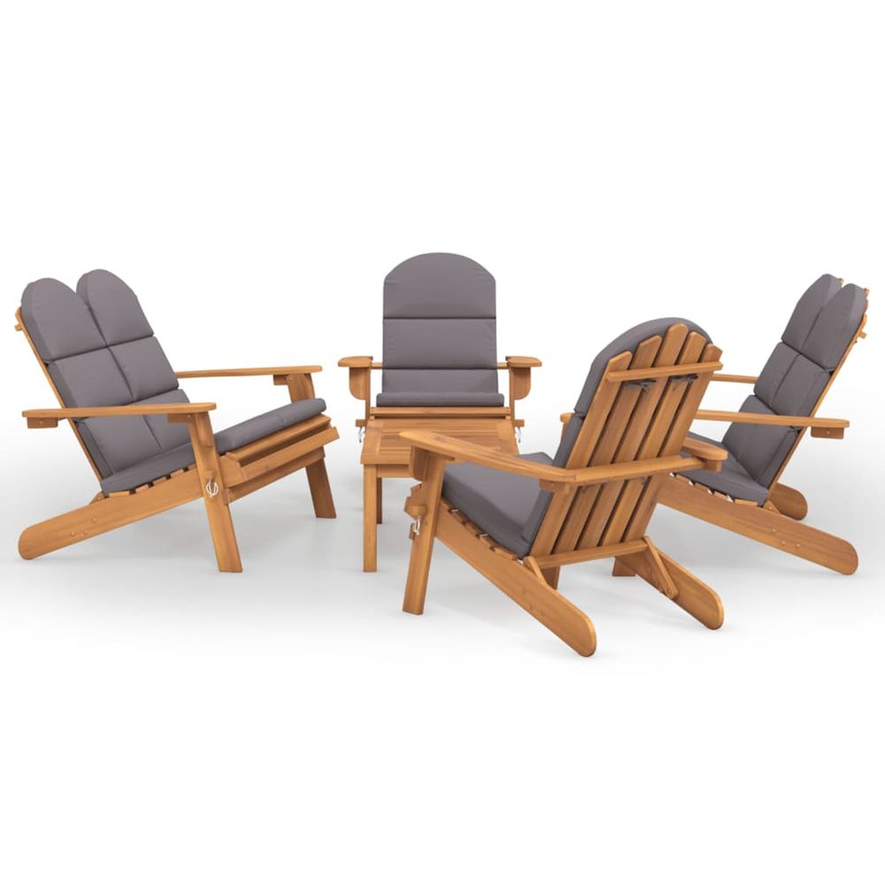 Ensemble de salon de jardin adirondack 5 pcs bois acacia solide
