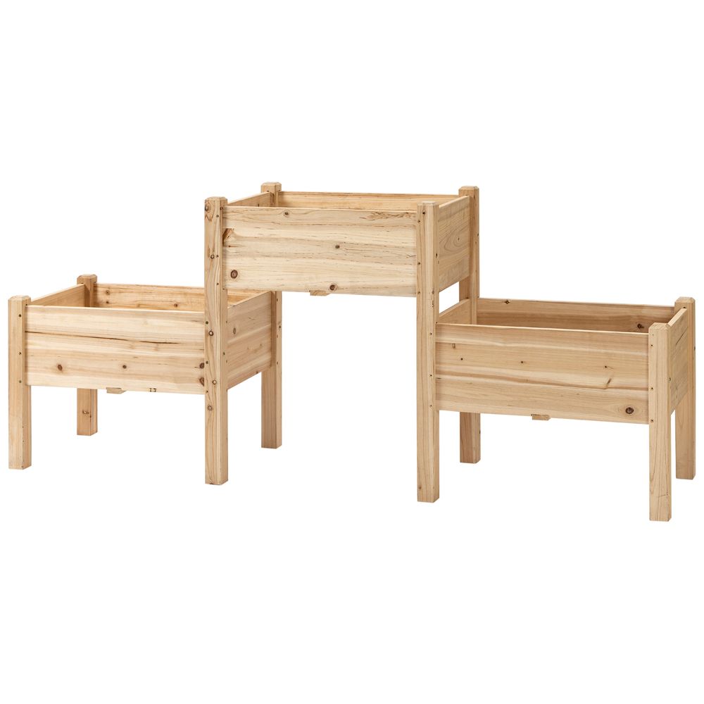 Jardinière escalier sur pieds bois de sapin pour extérieur potager 2 étages 184cm